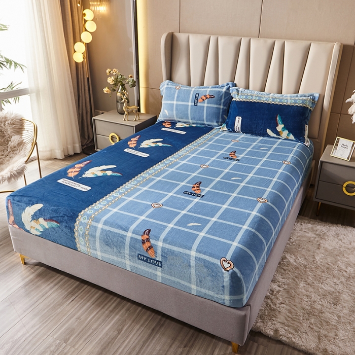 91家纺网 家纺一手货源 找家纺 纽缦 2022新款牛奶绒床笠法莱水晶宝宝 羽毛（大版）