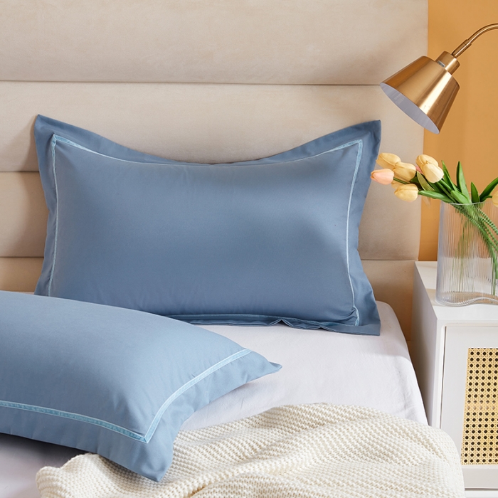 91家纺网 家纺一手货源 找家纺 （总）丰淘家纺 2022新款水洗棉丝带边纯色枕套