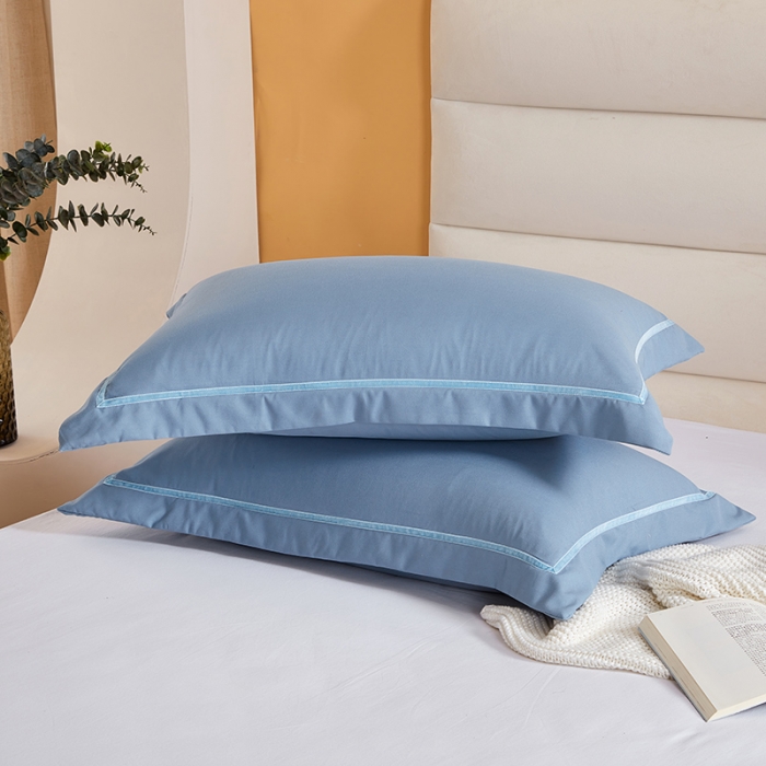 91家纺网 家纺一手货源 找家纺 （总）丰淘家纺 2022新款水洗棉丝带边纯色枕套