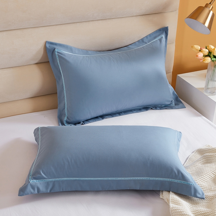 91家纺网 家纺一手货源 找家纺 （总）丰淘家纺 2022新款水洗棉丝带边纯色枕套