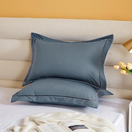 丰淘家纺 2022新款水洗棉丝带边纯色枕套 丝带边-蔚蓝