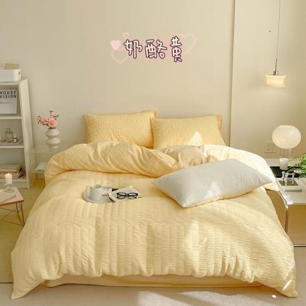 91家纺网 家纺一手货源 找家纺 （总）顾里家纺 2022新款ins韩系仙女泡泡纱牛奶绒四件套