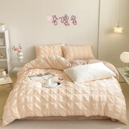 91家纺网 家纺一手货源 找家纺 （总）顾里家纺 2022新款ins韩系仙女泡泡纱牛奶绒四件套