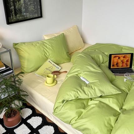 91家纺网 家纺一手货源 找家纺 （总）红馆 2022新款纯棉13070撞色四件套