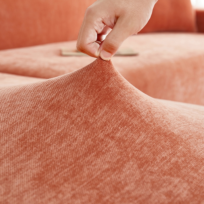 91家纺网 家纺一手货源 找家纺 逐日沙发套 2023新款加厚雪尼尔纯色系列贵妃沙发套 雪尼尔-高级橙