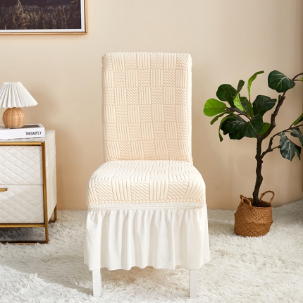 91家纺网 家纺一手货源 找家纺 （总）共鸣 2022新款摇粒绒提花交织纹系列椅套-裙摆款