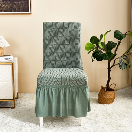 91家纺网 家纺一手货源 找家纺 （总）共鸣 2022新款摇粒绒提花交织纹系列椅套-裙摆款