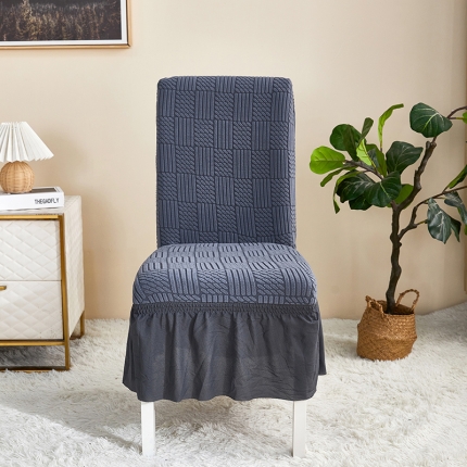 91家纺网 家纺一手货源 找家纺 （总）共鸣 2022新款摇粒绒提花交织纹系列椅套-裙摆款