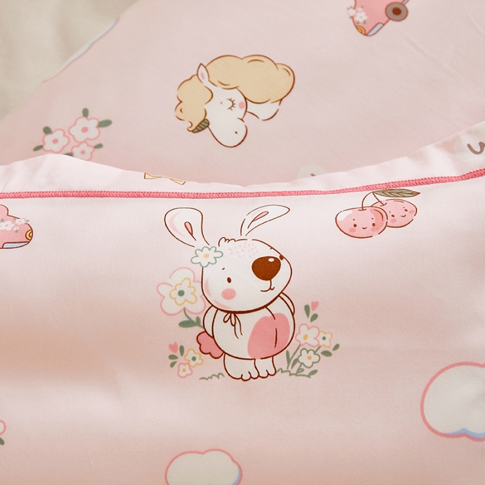 91家纺网 家纺一手货源 找家纺 荷马之梦 2022新款60长绒棉儿童枕套一只装 奶味小兔