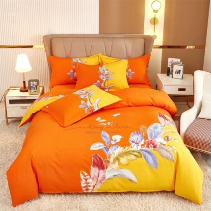 91家纺网 家纺一手货源 找家纺 雲归梦2022新款加厚全棉大版四件套第二批-花卉 美悦东方黄