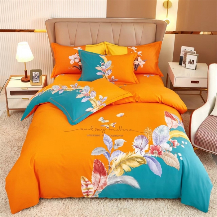 91家纺网 家纺一手货源 找家纺 雲归梦2022新款加厚全棉大版四件套第二批-花卉 美悦东方蓝