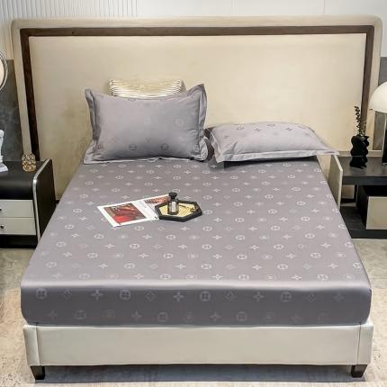 91家纺网 家纺一手货源 找家纺 品乐 2022新款100支长绒棉提花床笠 纯色时尚灰