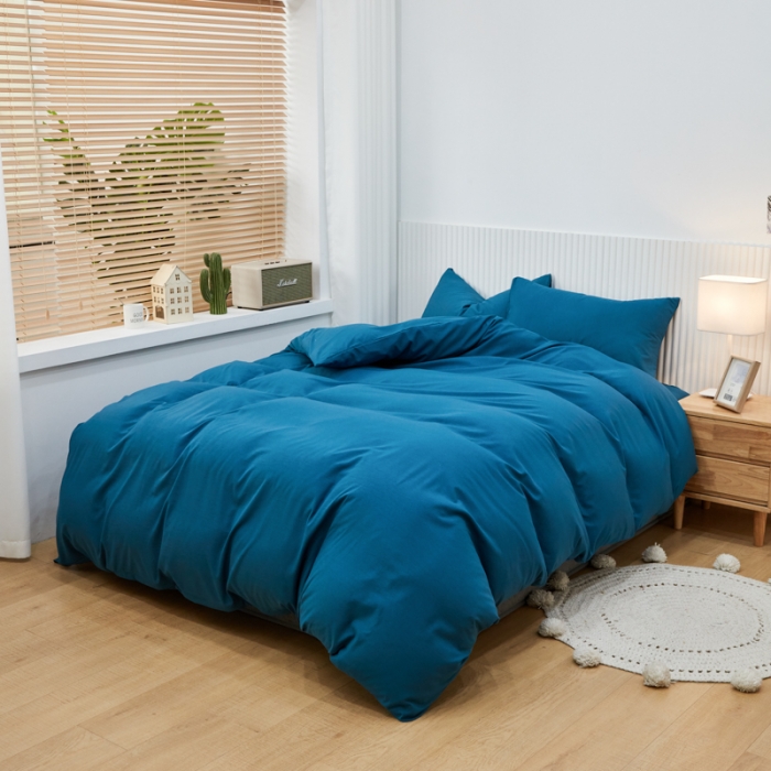 91家纺网 家纺一手货源 找家纺 乐居坊 2023新款纯色忆丝棉四件套 香菲-湖水兰