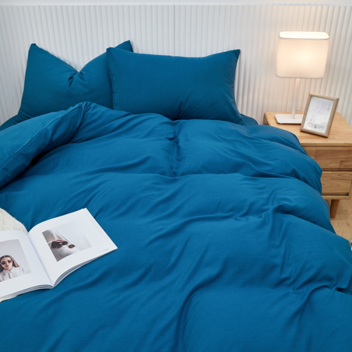 91家纺网 家纺一手货源 找家纺 乐居坊 2023新款纯色忆丝棉四件套 香菲-湖水兰