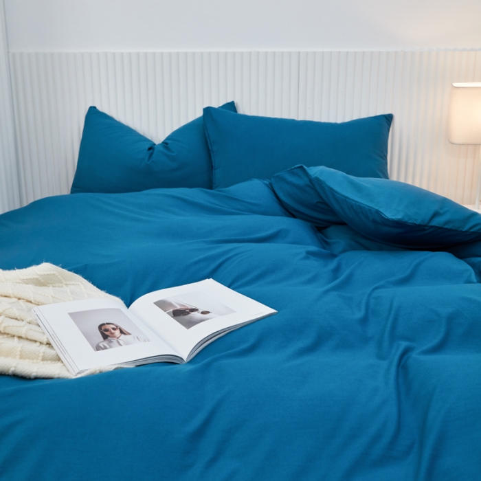 91家纺网 家纺一手货源 找家纺 乐居坊 2023新款纯色忆丝棉四件套 香菲-湖水兰