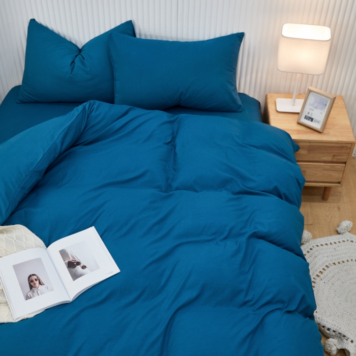 91家纺网 家纺一手货源 找家纺 乐居坊 2023新款纯色忆丝棉四件套 香菲-湖水兰