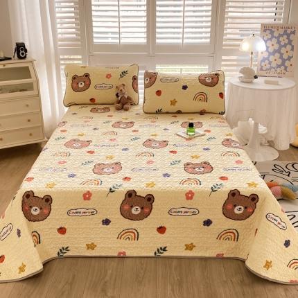 91家纺网 家纺一手货源 找家纺 大元 2022新款牛奶绒夹大豆棉床盖 小笨熊