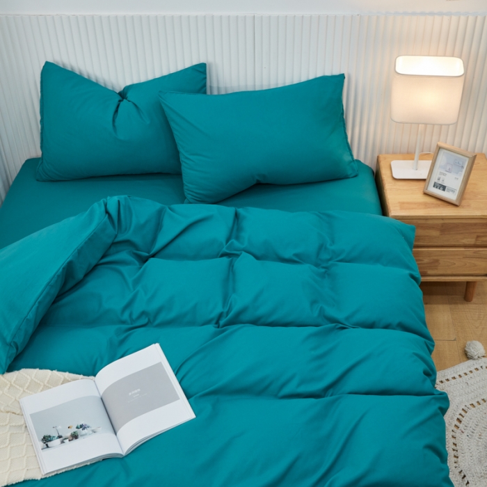 91家纺网 家纺一手货源 找家纺 乐居坊 2023新款纯色忆丝棉四件套 香菲-草绿