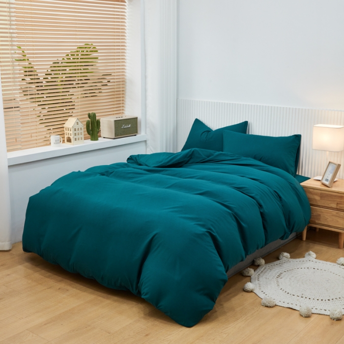 91家纺网 家纺一手货源 找家纺 乐居坊 2023新款纯色忆丝棉四件套 香菲-海藻绿