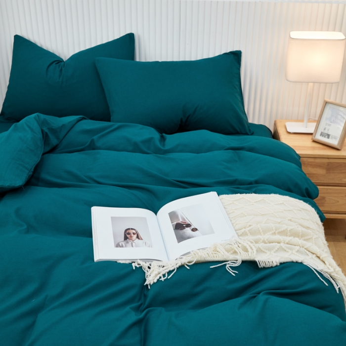 91家纺网 家纺一手货源 找家纺 乐居坊 2023新款纯色忆丝棉四件套 香菲-海藻绿