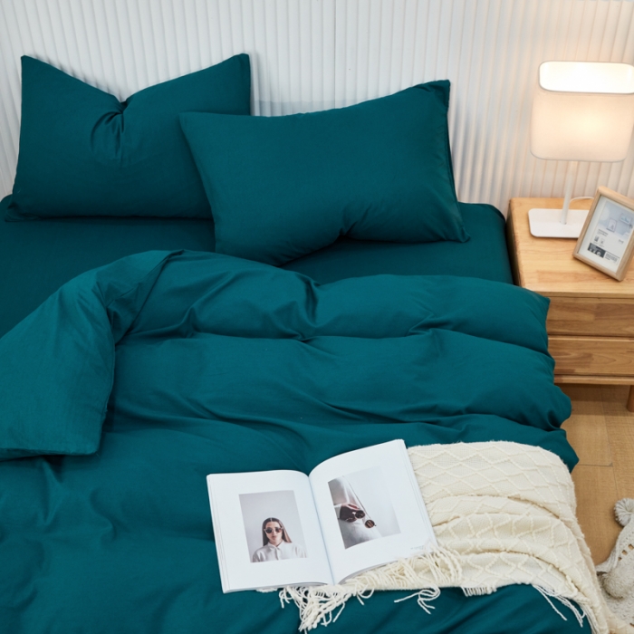 91家纺网 家纺一手货源 找家纺 乐居坊 2023新款纯色忆丝棉四件套 香菲-海藻绿