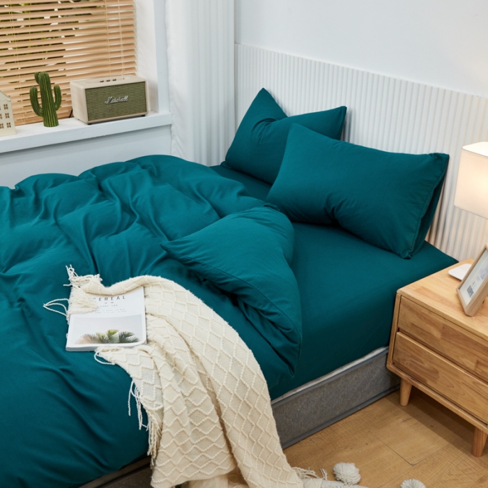 91家纺网 家纺一手货源 找家纺 乐居坊 2023新款纯色忆丝棉四件套 香菲-海藻绿