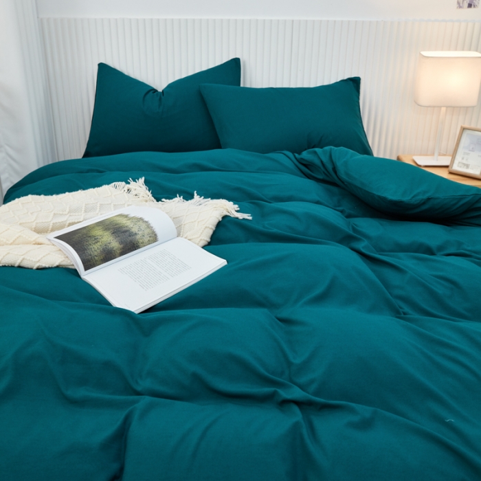 91家纺网 家纺一手货源 找家纺 乐居坊 2023新款纯色忆丝棉四件套 香菲-海藻绿
