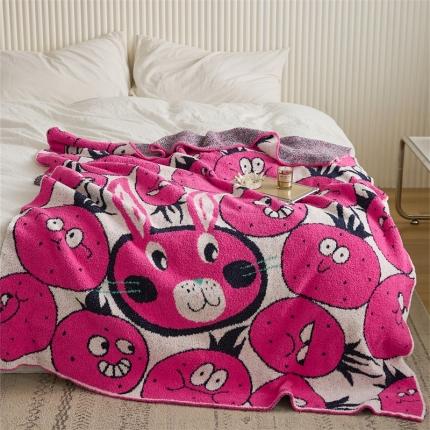 91家纺网 家纺一手货源 找家纺 暖绵绵 新款半边绒毛毯-番茄海乐兔 红色