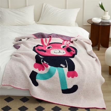 91家纺网 家纺一手货源 找家纺 （总）暖绵绵 新款半边绒针织毯-海乐兔