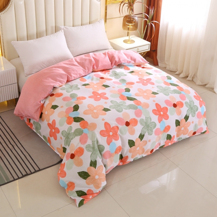 91家纺网 家纺一手货源 找家纺 圣锦家纺 2025新款全棉单被套 七色花