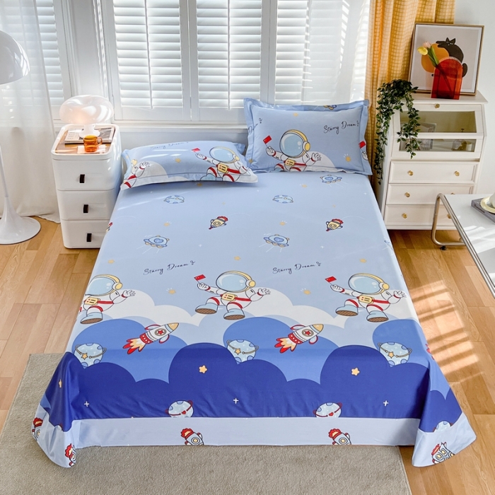 91家纺网 家纺一手货源 找家纺 金鑫汇 2022新款网红直播爆款一字绣工艺款A版床单翱翔太空