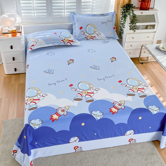 91家纺网 家纺一手货源 找家纺 金鑫汇 2022新款网红直播爆款一字绣工艺款A版床单翱翔太空