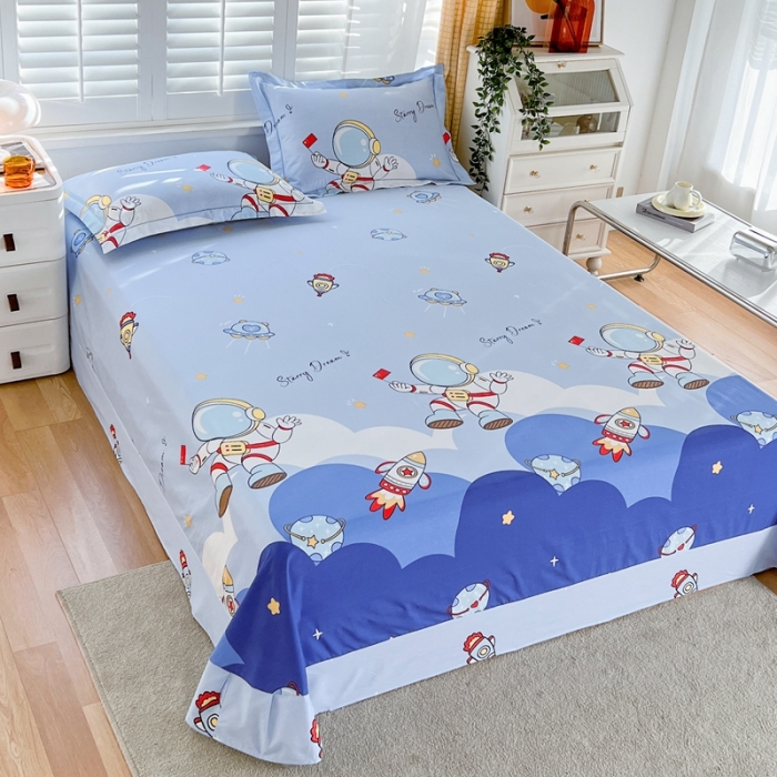 91家纺网 家纺一手货源 找家纺 金鑫汇 2022新款网红直播爆款一字绣工艺款A版床单翱翔太空