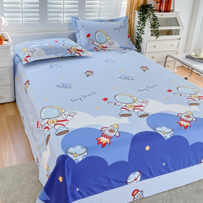 91家纺网 家纺一手货源 找家纺 金鑫汇 2022新款网红直播爆款一字绣工艺款A版床单翱翔太空