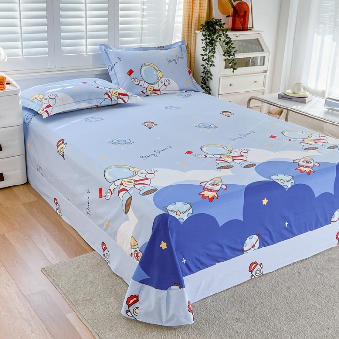 91家纺网 家纺一手货源 找家纺 金鑫汇 2022新款网红直播爆款一字绣工艺款A版床单翱翔太空