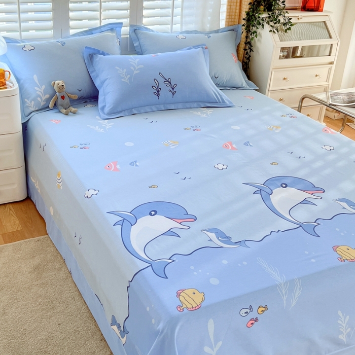 91家纺网 家纺一手货源 找家纺 金鑫汇 2022新款网红直播爆款一字绣工艺款床单 海洋世界