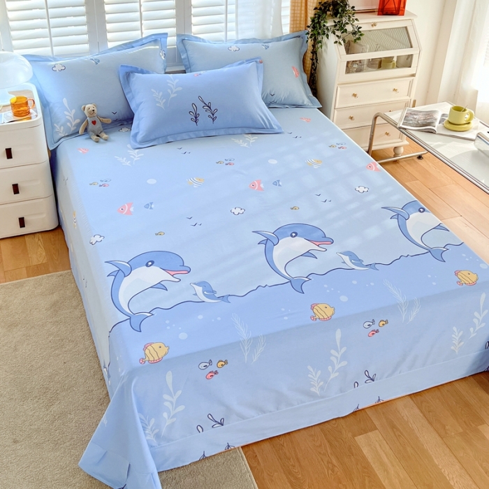 91家纺网 家纺一手货源 找家纺 金鑫汇 2022新款网红直播爆款一字绣工艺款床单 海洋世界