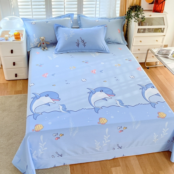 91家纺网 家纺一手货源 找家纺 金鑫汇 2022新款网红直播爆款一字绣工艺款床单 海洋世界