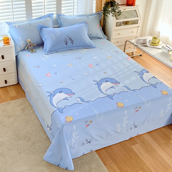 91家纺网 家纺一手货源 找家纺 金鑫汇 2022新款网红直播爆款一字绣工艺款床单 海洋世界