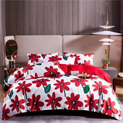 91家纺网 家纺一手货源 找家纺 玉雅家纺 2025新款亲肤棉数码印花婚庆系列四件套 花开富贵