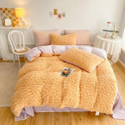 91家纺网 家纺一手货源 找家纺 （总）顾里 2022新款AB版云朵泡芙咩绒四件套