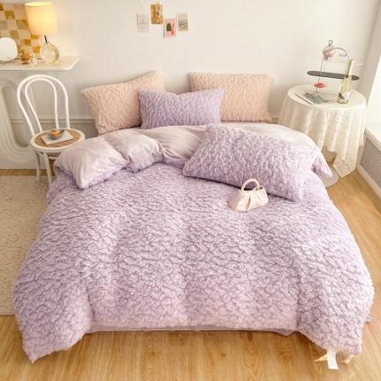 91家纺网 家纺一手货源 找家纺 （总）顾里 2022新款AB版云朵泡芙咩绒四件套