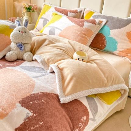 阿亮家居 2024新款大包边菠萝格牛奶绒活性印染单被套 春花浪漫