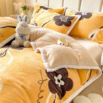 阿亮家居 2024新款大包边菠萝格牛奶绒活性印染单被套 梦幻花海