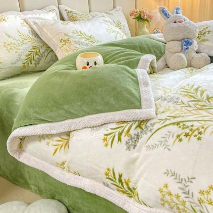 阿亮家居 2024新款大包边菠萝格牛奶绒活性印染单被套 田园花香