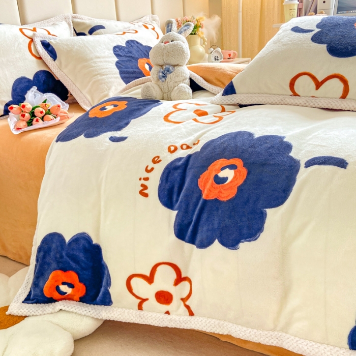 91家纺网 家纺一手货源 找家纺 阿亮家居 2024新款大包边菠萝格牛奶绒活性印染单被套 悠然清香