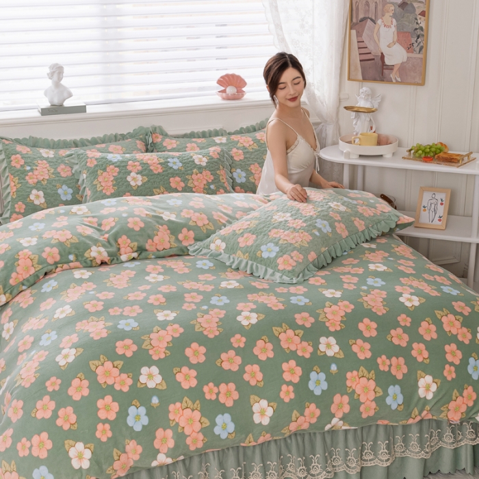 91家纺网 家纺一手货源 找家纺 （总）乐嘉盈 2025新款印花巴黎绒四件套