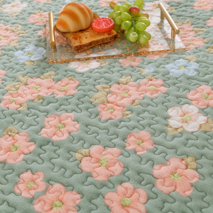 91家纺网 家纺一手货源 找家纺 乐嘉盈 2025新款印花巴黎绒四件套 春日花香