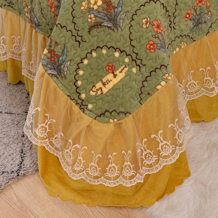 91家纺网 家纺一手货源 找家纺 乐嘉盈 2025新款印花巴黎绒四件套 点点绿花