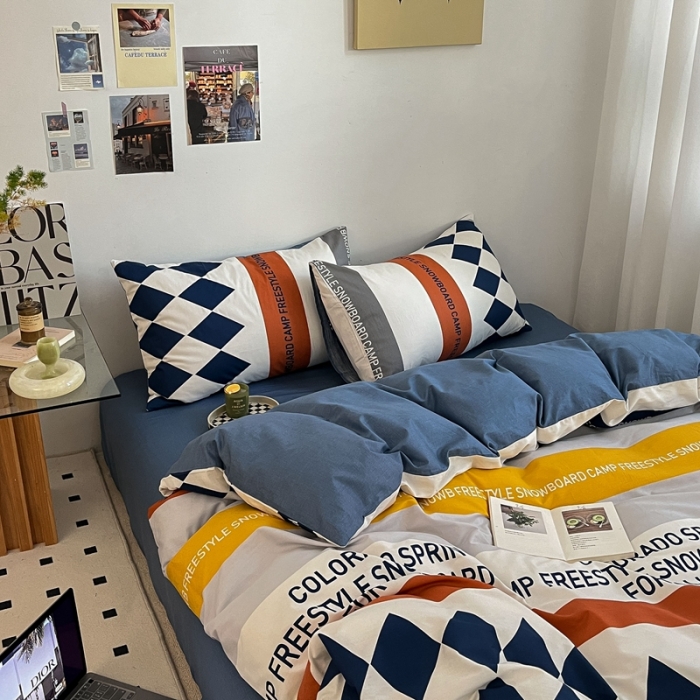 91家纺网 家纺一手货源 找家纺 吉象家纺 2022新款全棉北欧风印花系列四件套 马里奥